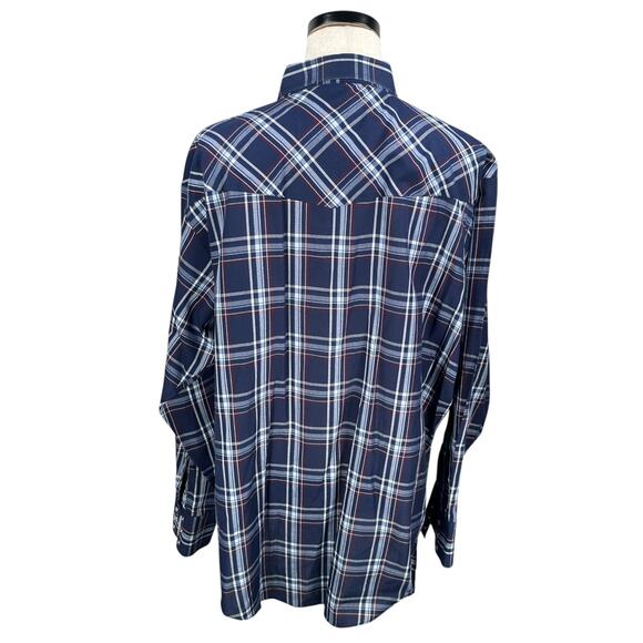 Ely Cattleman Shirt Men’s 3XLT XXXL Tall Blue Plaid Western Pearl Snap Button-Up - Picture 4 of 10